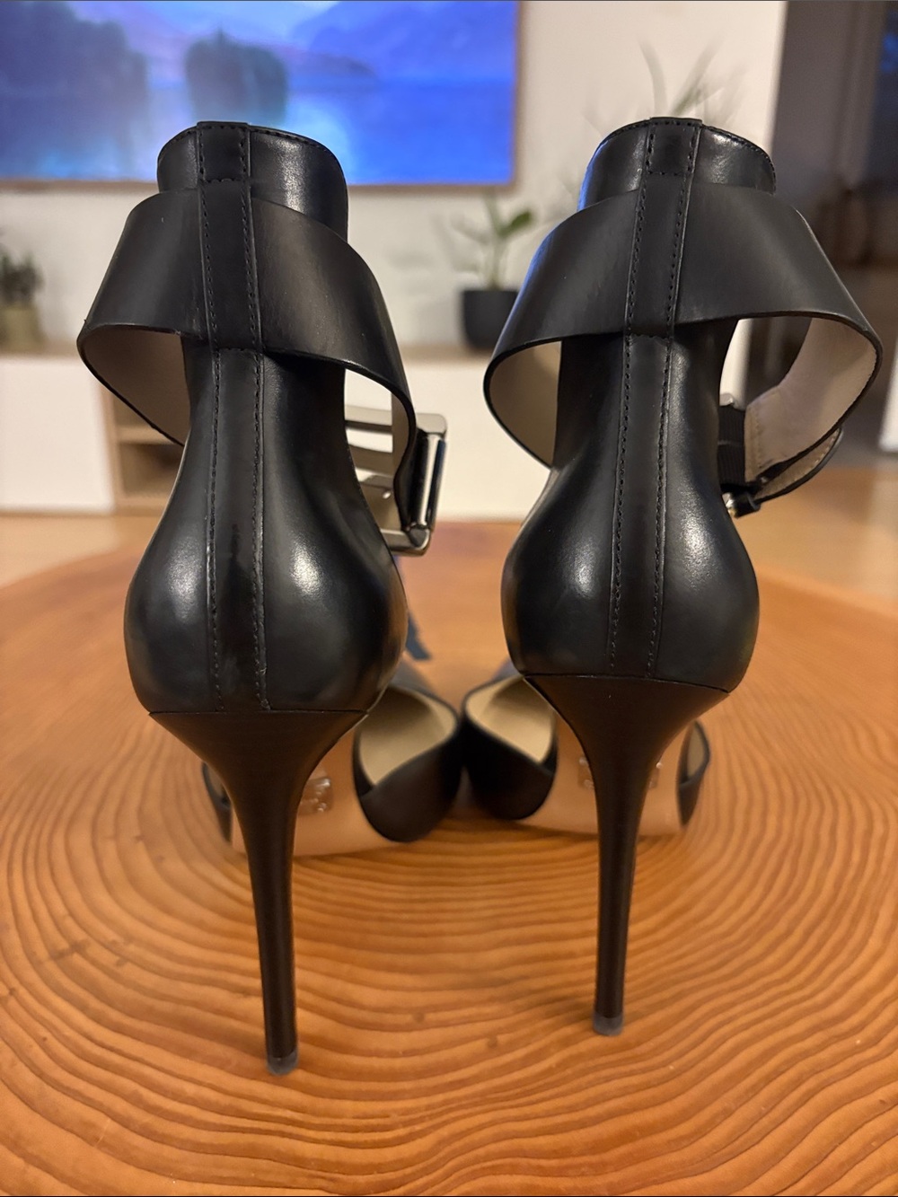 Michael Kors Black Pointed Toe Ankle Strap Pumps with Buckle - Picture 6 of 9